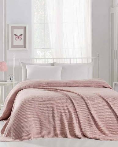 Pudrově růžový přehoz přes postel s příměsí bavlny Homemania Decor Silvi, 220 x 240 cm