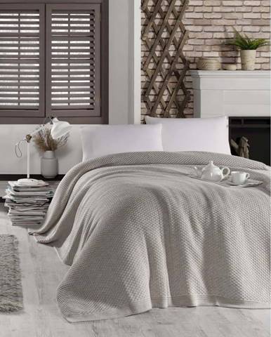 Šedobéžový přehoz přes postel s příměsí bavlny Homemania Decor Silvi, 220 x 240 cm