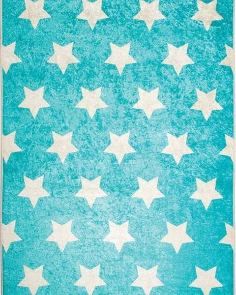 Chilai Modrý dětský protiskluzový koberec Chilai Stars, 100 x 160 cm