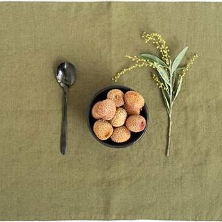 Olivově zelené lněné prostírání Linen Tales, 35 x 45 cm
