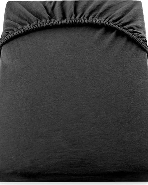 DecoKing Černé elastické džersejové prostěradlo DecoKing Amber Collection, 200/220 x 200 cm
