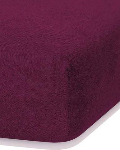 Tmavě fialové elastické prostěradlo s vysokým podílem bavlny AmeliaHome Ruby, 80/90 x 200 cm