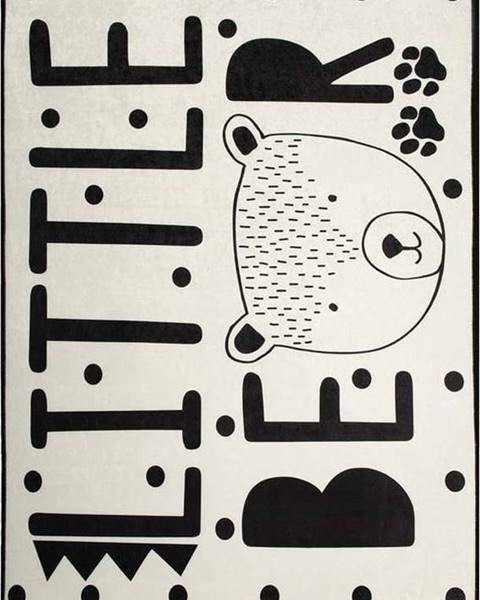 Chilai Černo-bílý dětský protiskluzový koberec Conceptum Hypnose Little Bear, 100 x 160 cm