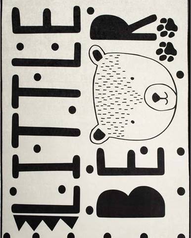 Černo-bílý dětský protiskluzový koberec Chilai Little Bear, 100 x 160 cm