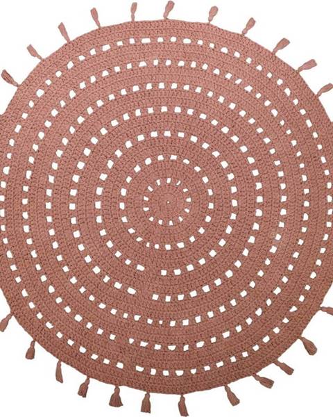 Nattiot Starorůžový bavlněný ručně vyrobený koberec Nattiot Nila, ø 120 cm