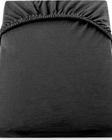 Černé elastické džersejové prostěradlo DecoKing Amber Collection, 80/90 x 200 cm