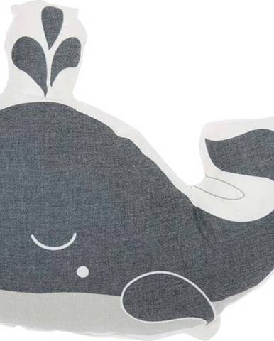Šedý dětský polštářek s příměsí bavlny Mike & Co. NEW YORK Pillow Toy Whale, 35 x 24 cm