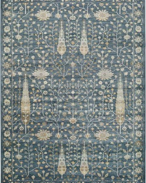 Universal Modrý koberec z viskózy Universal Vintage Flowers, 140 x 200 cm