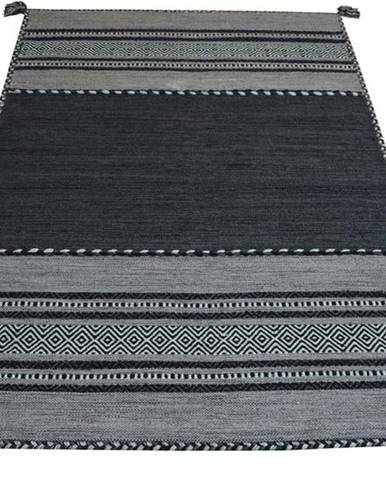 Tmavě šedý bavlněný koberec Webtappeti Antique Kilim, 60 x 90 cm