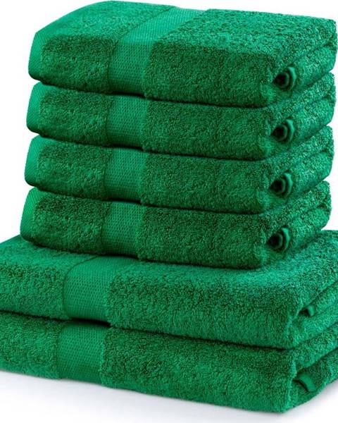 DecoKing Set 2 bavlněných zelených osušek a 4 ručníků DecoKing Marina