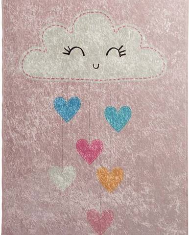 Růžový dětský protiskluzový koberec Chilai Baby Cloud, 140 x 190 cm