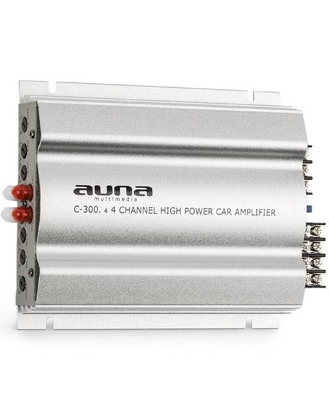 Auna Auna C300.2, 4kanálový zesilovač, koncový zesilovač do auta, 1200W PMPO, 300W RMS, stříbrný