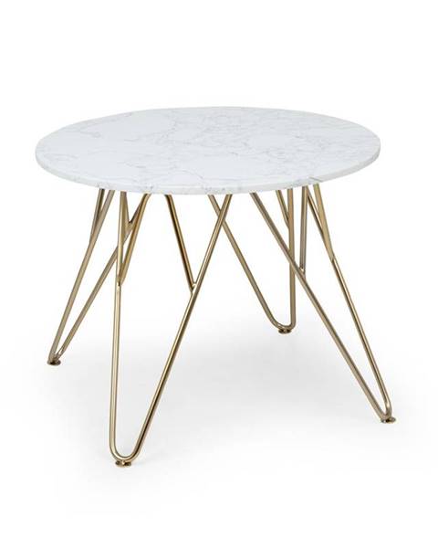 Besoa Round Pearl, konferenční stolek, 55x45 cm (Ø x V), mramor, zlatý/bílý