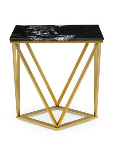 Besoa Black Onyx II, konferenční stolek, 50 x 55 x 35 cm (Š x V x H), mramor, zlatý/černý