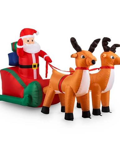 OneConcept X-Mas X-Press, 240 cm, nafukovací vánoční dekorace, Santa Claus se spřežením, LED