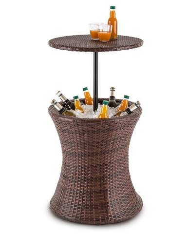 Blumfeldt Beerboy, zahradní stůl, chladič nápojů, Ø 50 cm, polyratan, dvoubarevný hnědý