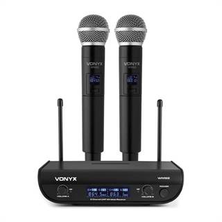 Vonyx WM82 Digital, 2kanálový systém UHF bezdrátových mikrofonů, 2 x ruční mikrofon, 50m, černý