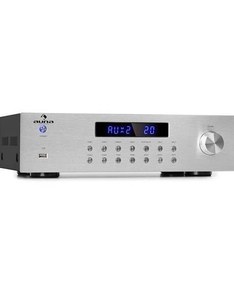 Auna Auna AV2-CD850BT, 4-zónový HiFi stereo zesilovač, 8 x 50 W RMS, bluetooth, USB, stříbrný