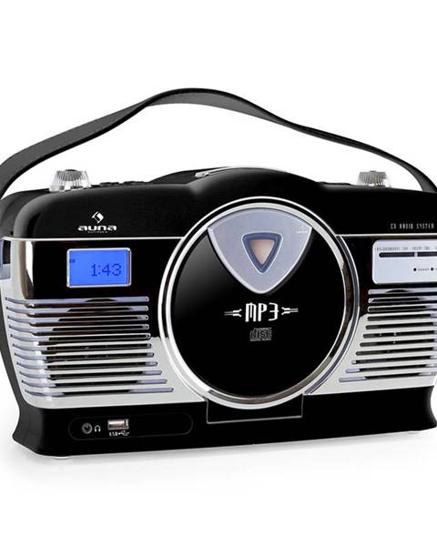 Auna Auna RCD-70BL, retro rádio, FM, USB, CD, MP3, baterie, černé