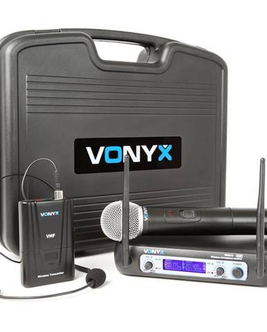 Vonyx WM512C, 2kanálový VHF vysílací systém, vysílač na opasek, displej