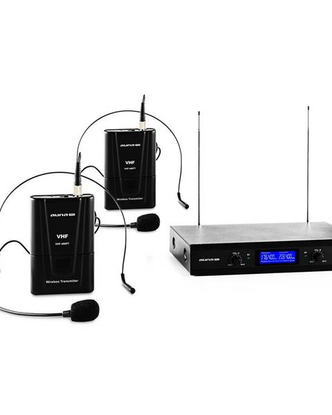 Auna Pro Auna Pro VHF-400 Duo 2, 2kanálová sada VHF bezdrátových mikrofonů, 1 x přijímač, 2 x headset mikrofon