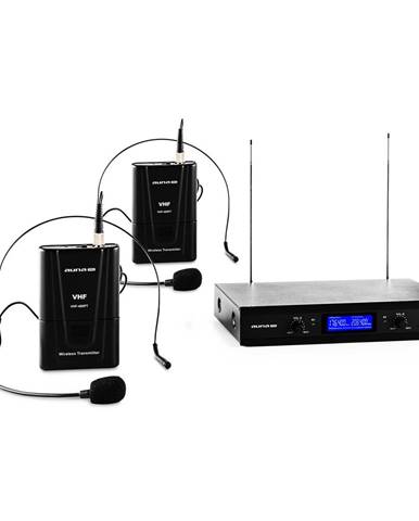 Auna Pro VHF-400 Duo 2, 2kanálová sada VHF bezdrátových mikrofonů, 1 x přijímač, 2 x headset mikrofon