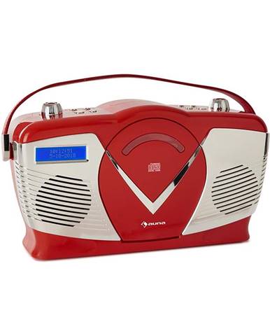 Auna RCD-70 DAB, retro CD rádio, FM, DAB+, CD přehrávač, USB, bluetooth, červené