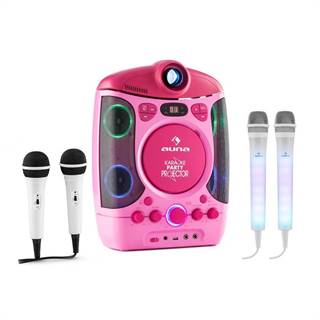 Auna Kara Projectura pink + Dazzle Mic Set karaoke zařízení, mikrofon, LED osvětlení