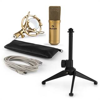 Auna MIC-900BG V1, USB mikrofonní sada, zlatý kondenzátorový mikrofon + stolní stativ
