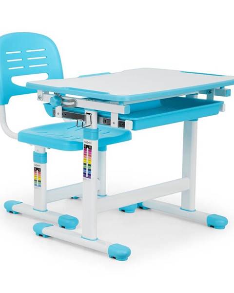 OneConcept OneConcept Tommi dětský psací stůl, dvoudílná sada, stůl, židle, výškově nastavitelné, modrá