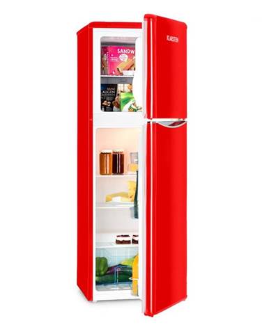 Klarstein Monroe XL Red kombinovaná chladnička s mrazničkou, 97/39 l, a +, retrolook, červená barva