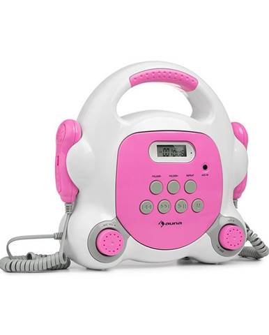 Auna Pocket Rocket BT, karaoke přehrávač, BT, USB port, MP3, 2x mikrofon, růžový