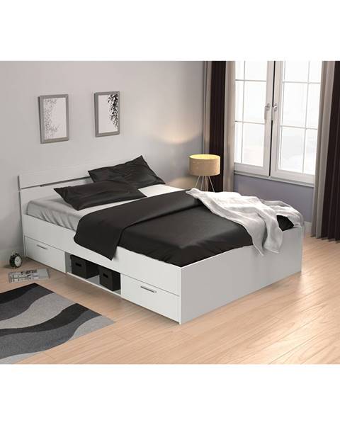 IDEA Nábytek Multifunkční postel 140x200 MICHIGAN perleťově bílá