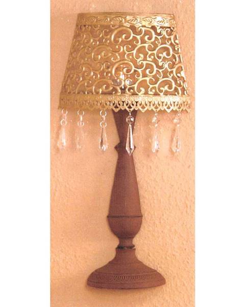 IDEA Nábytek Nástěnná dekorativní kovová lampa zlatá/hnědá