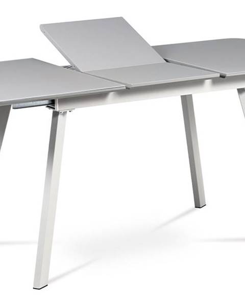 Smartshop Rozkládací jídelní stůl 120-160x80 cm HT-801 GREY, šedá matná/šedé sklo/šedý matný kov