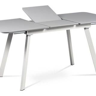 Rozkládací jídelní stůl 120-160x80 cm HT-801 GREY, šedá matná/šedé sklo/šedý matný kov