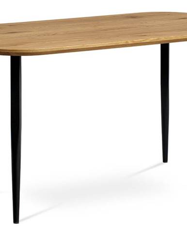 Jídelní stůl, MDF deska 3D dekor dub, kov černá barva MDT-600 OAK