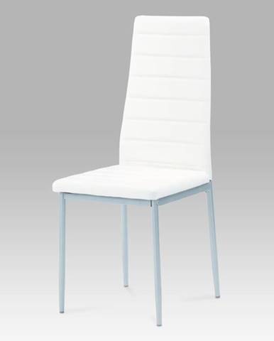 Jídelní židle DCL-117 WT, koženka bílá / šedý lak