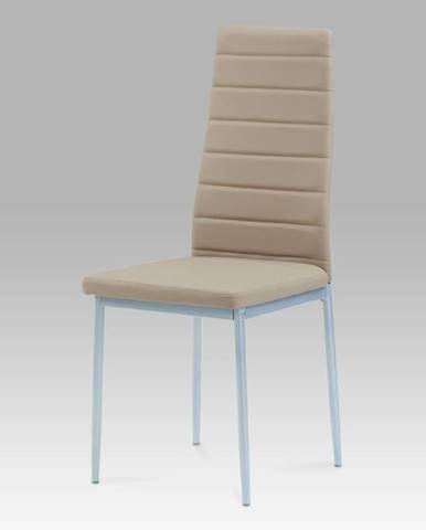 Jídelní židle, koženka cappuccino / šedý lak, DCL-117 CAP