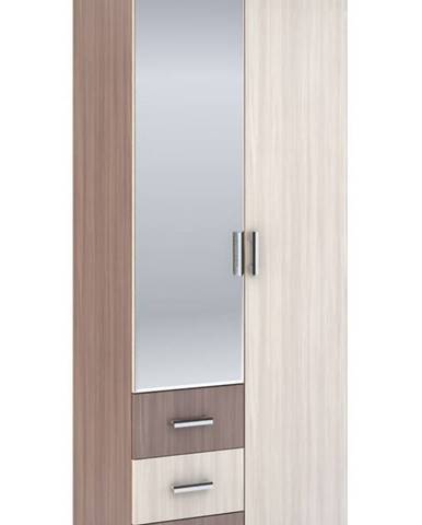 Šatní skříň 2-dveřová ROCHEL 45 cm jasan šimo (ROCHEL SK802-G8 SKŘÍŇ 2D3S+ZRC.45 j.šimo světlý)