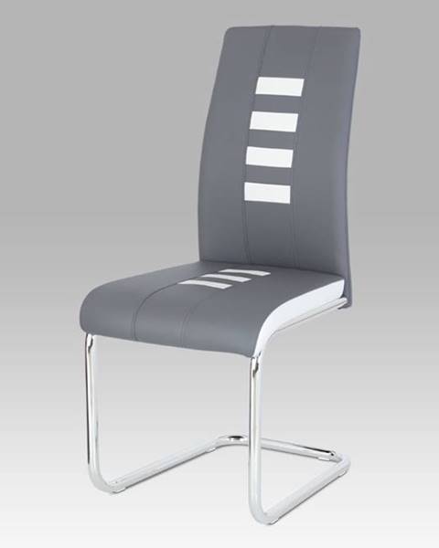 Smartshop Jídelní židle koženka šedá + bílá / chrom DCL-961 GREY