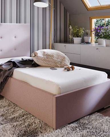 Čalouněná postel SOFIE 1 90x200 cm, růžová látka