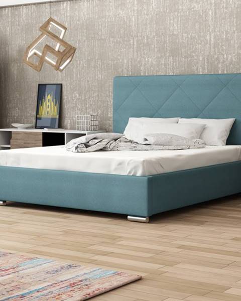 Smartshop Čalouněná postel SOFIE 5 160x200 cm, modrá látka