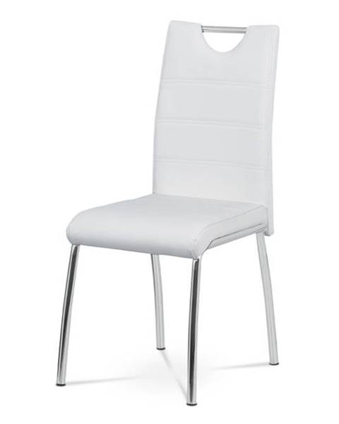 Smartshop Jídelní židle - bílá ekokůže, kovová chromovaná podnož AC-9920 WT