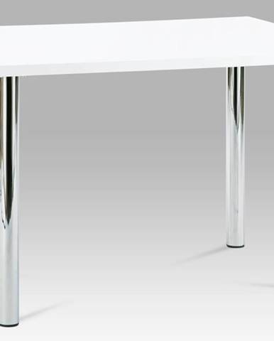 Jídelní stůl AT-1914B WT 120x75 cm, chrom / vysoký lesk bílý