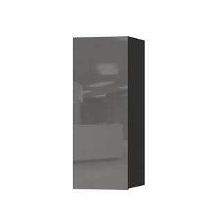 HELIO TYP 08 závěsná skříňka 1D, černá/šedé sklo