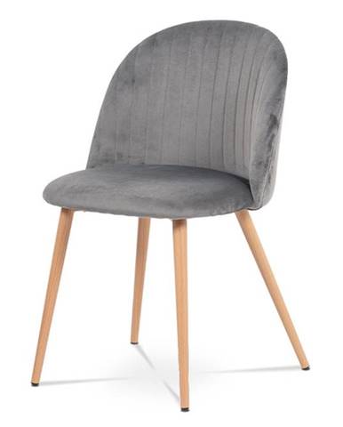 Jídelní židle CT-381 GREY4, šedá látka/kov dekor dub