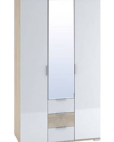 Šatní skříň 3-dveřová TERRA, sonoma/bílý lesk (TERRA SK823-D4 SKŘÍŇ 3D3S+ZRC.45 son+bílý lesk3D)