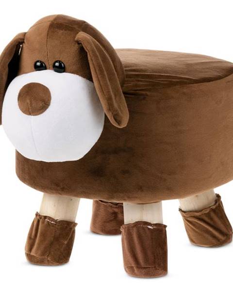 Smartshop Taburet - pes, hnědá látka, dřevěné nohy LA2001