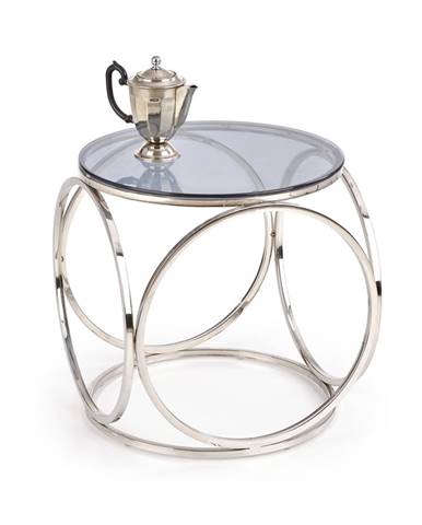 Konferenční stolek VENUS S, kouřové sklo/stříbrná